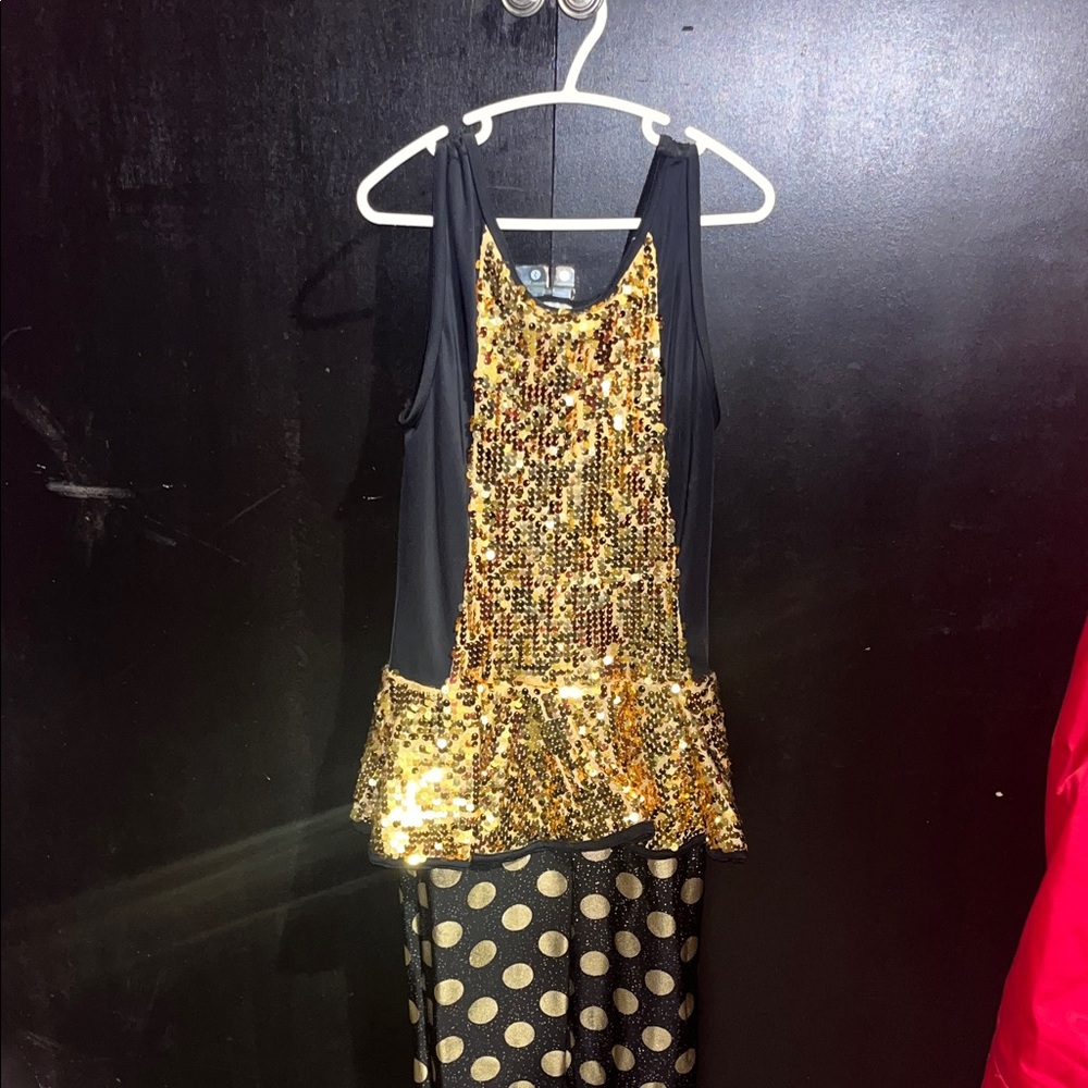 Weissman Hip Hop Costume Gold Sequins and Black Polka Dots